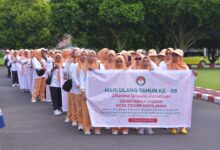 Photo of Diguyur Hujan Tak Surutkan Semangat DWP Tidore: Ratusan Anggota Jalan Sehat Sambut HUT ke-26